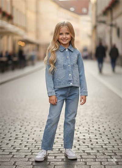 Tasarım Violet Denim Takım -Mavi(4-12 yaş)