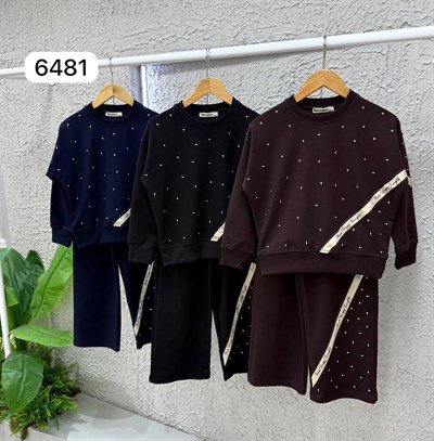 Think Taşlı Şeritli Takım-Acı Kahve  (5-14 yaş)