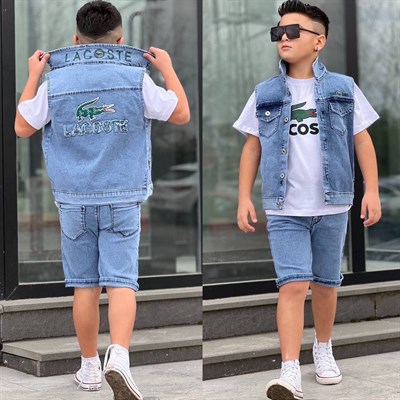 Jean 3 Parça Yelekli Takım - Mavi (3-12Yaş)