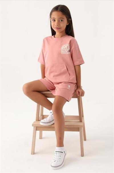 U.S Polo Assn Pembe Bermuda Takım 9-15Yaş)