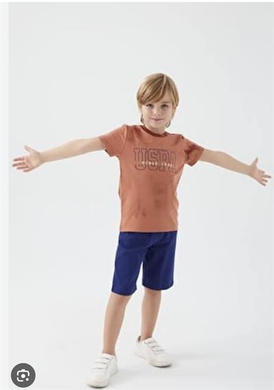 U.S. Polo Assn.Kahve Batik Bermuda Takım (4-8Yaş)