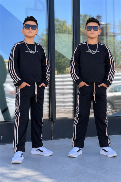 Unisex Always Şeritli Takım- Siyah( 8-16 yaş aralığı