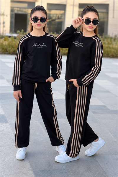 Unisex Always Şeritli Takım- Siyah( 8-16 yaş aralığı