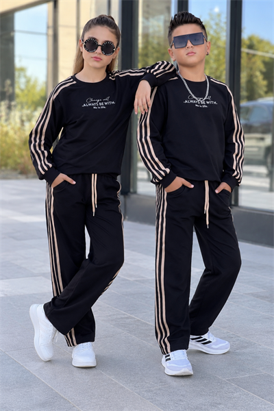 Unisex Always Şeritli Takım- Siyah( 8-16 yaş aralığı