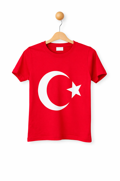 Unisex Türk Bayraklı Tshirt - Kırmızı(6-13 yaş aralığı)