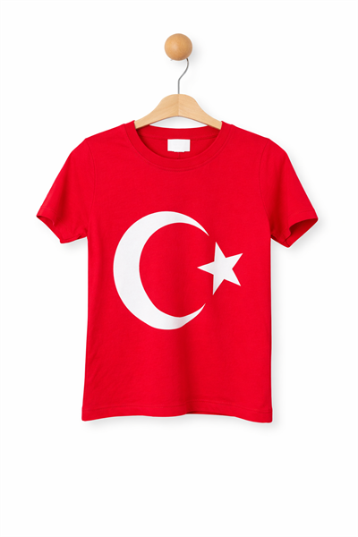 Unisex Türk Bayraklı Tshirt - Kırmızı(6-13 yaş aralığı)