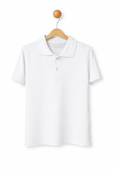 Unisex Yakalı T-shirt - Beyaz (7-14 yaş aralığı)