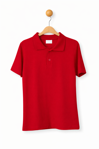 Unisex Yakalı T-shirt - Kırmızı (7-10 yaş aralığı)