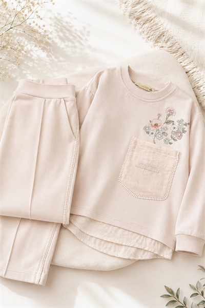Vera Flowers Takım -Krem(7-10yaş)