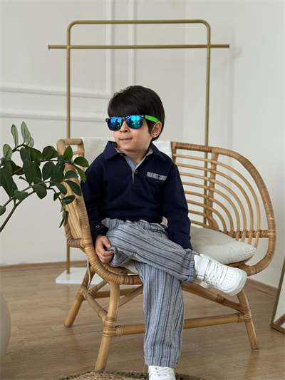 Yakalı Keten Pantolonlu Takım-Laci (3 yaş-12 yaş)