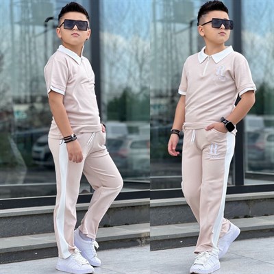 Yakalı Tarz Oyso Takım-Bej(8-16 yaş aralığı)