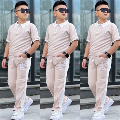 Yakalı Tarz Oyso Takım-Bej(8-16 yaş aralığı)