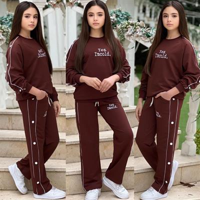 Yes Im Cold Kız Çocuk Eşofman Takımı -Kahve(8-16 yaş aralığı)