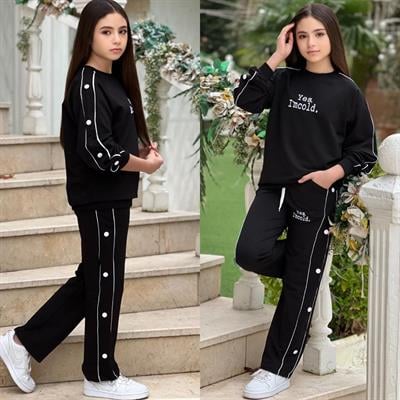 Yes Im Cold Kız Çocuk Eşofman Takımı -Siyah (8-16 yaş aralığı)