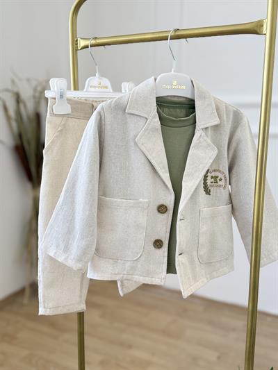 Yeşil Tişörtlü Keten 3lü Takım (2 yaş-8 yaş)