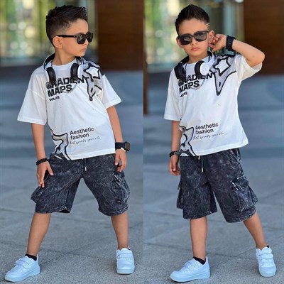 Yıldız Baskılı Takım - Beyaz (4-12Yaş)