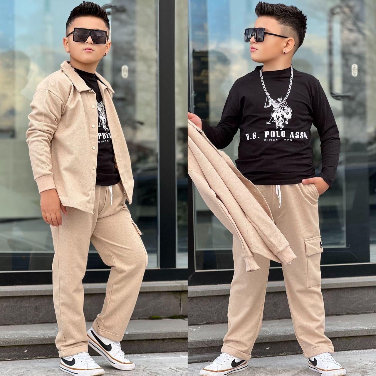  Gömlekli 3 Parça Takım- Bej(8-16 yaş aralığı)