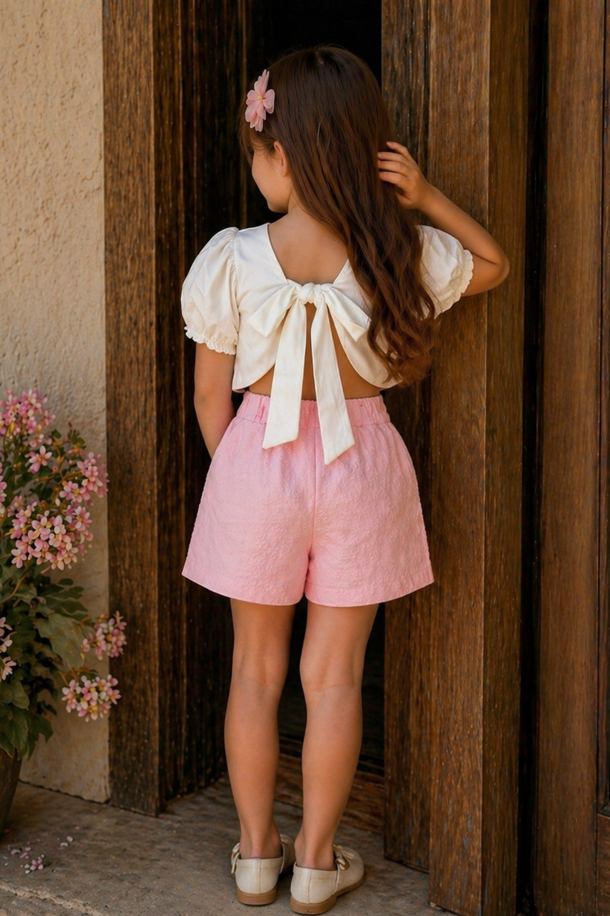 Brode Şortlu Crop Takım - Soft Pembe (2-8 yaş aralığı)