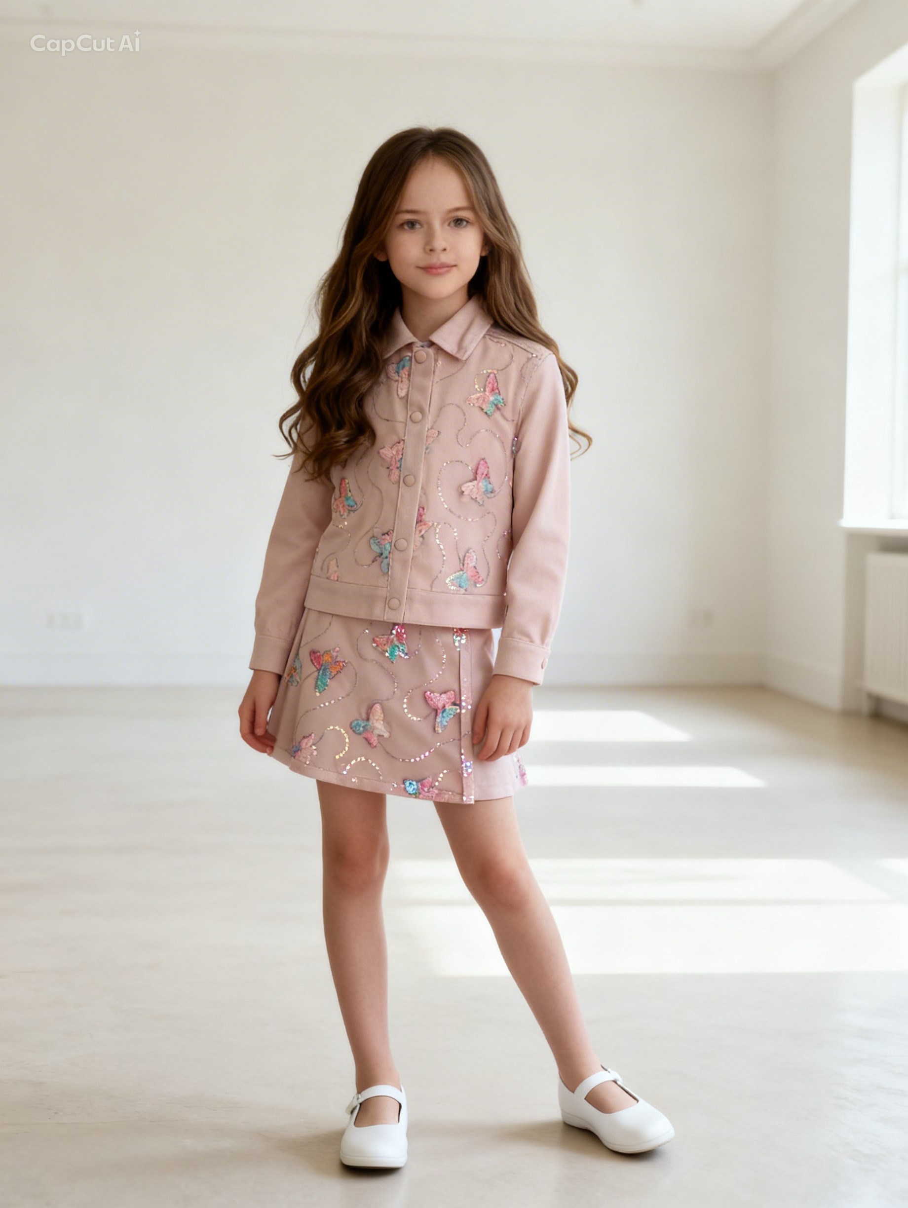 Butterfly Tasarım GabardinTakım Krem(4-12 yaş)