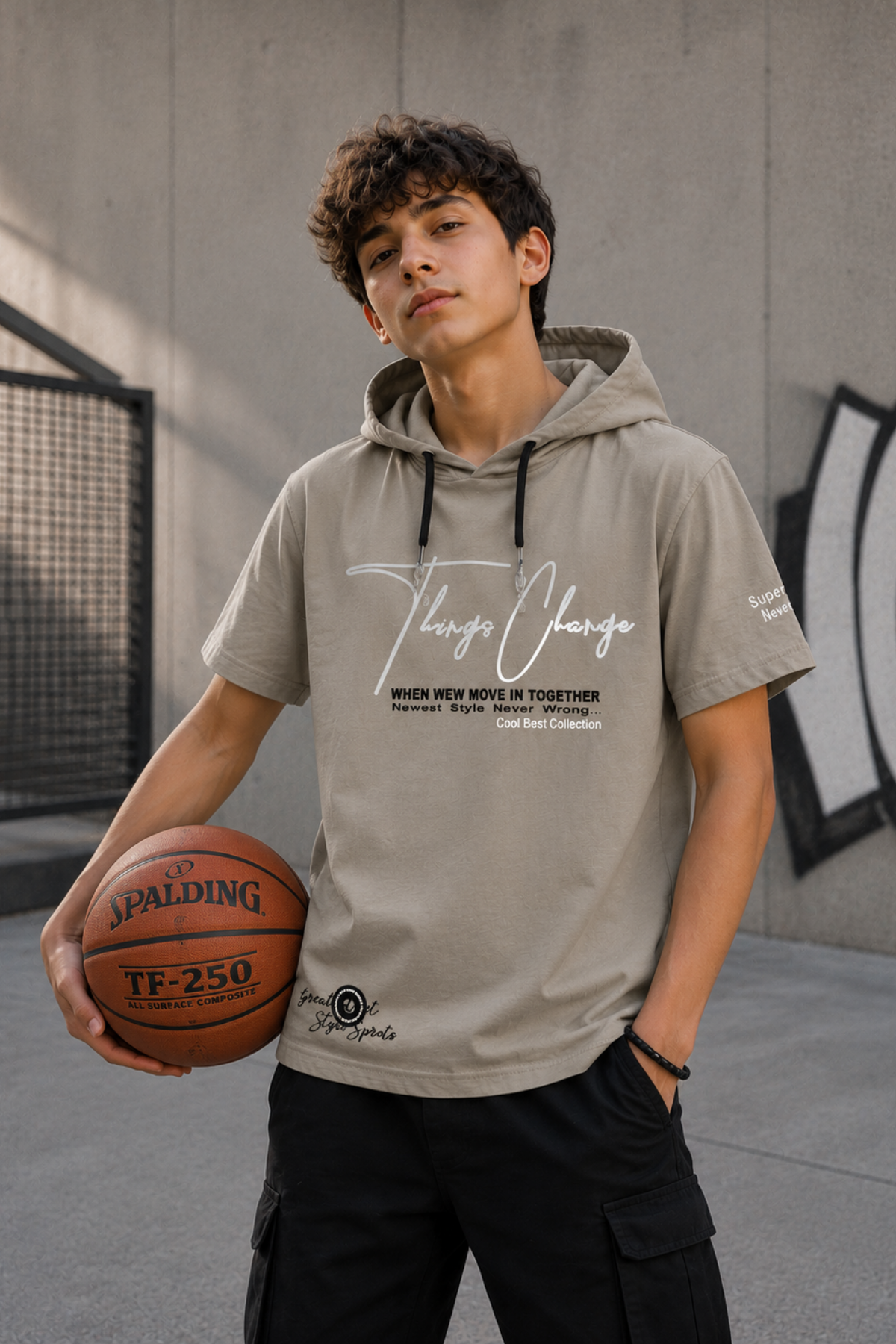 Cool Best Kapişonlu T-shirt -Kum Beji  (10-14 yaş aralığı)