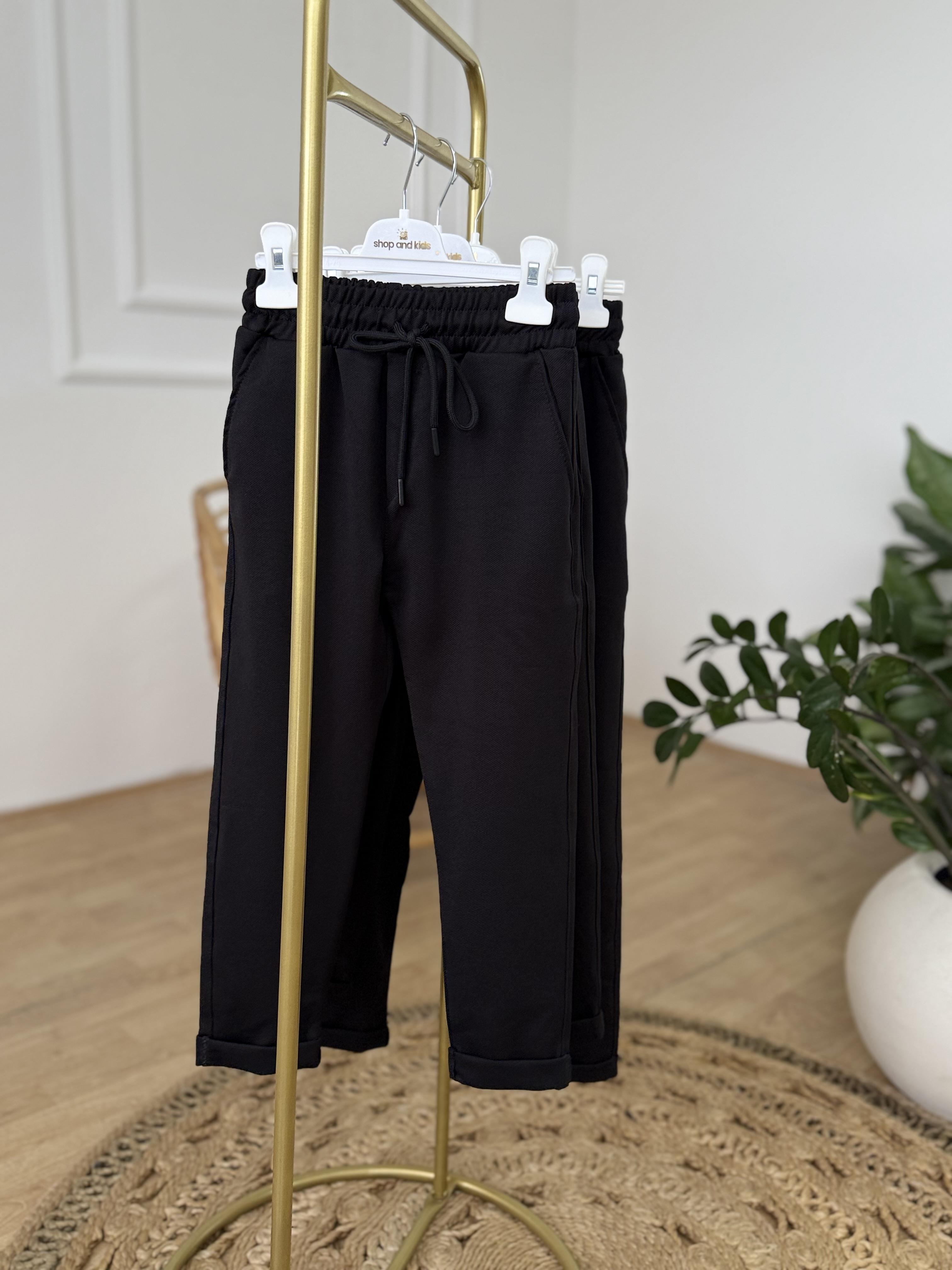 double Paça Siyah Pantolon (6-16 yaş)