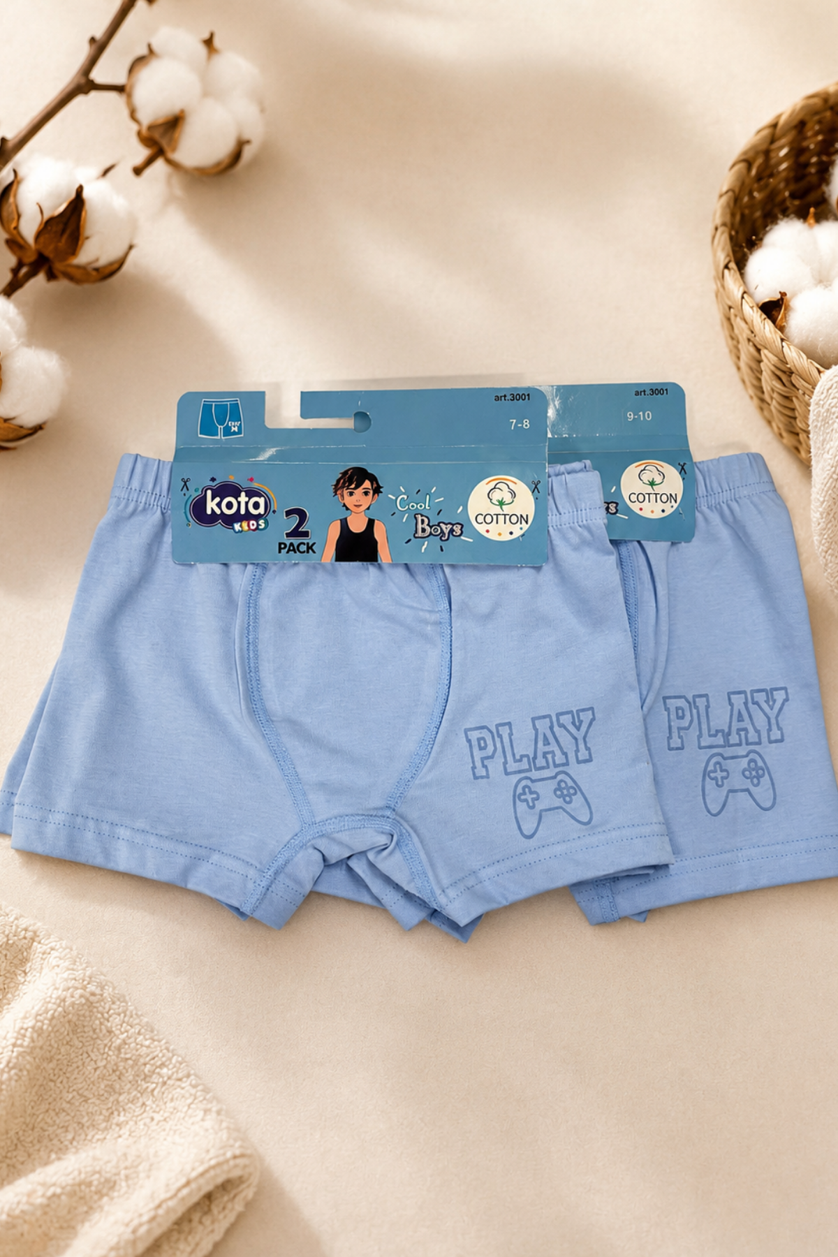 Erkek Çocuk Boxer 2'li- Mavi (7-12 yaş aralığı)