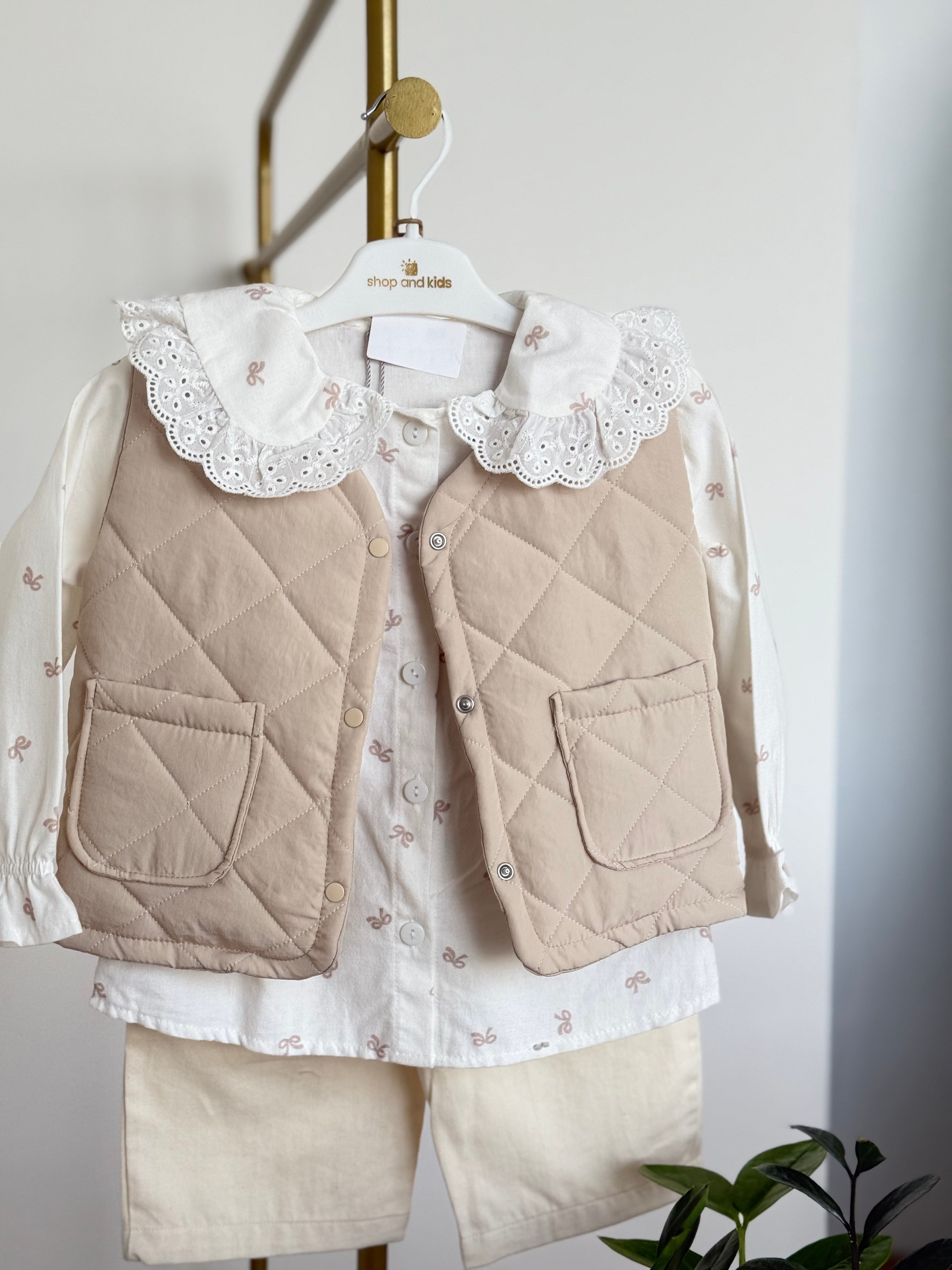 Fisto Detay Yelekli 3 lü Takım -Mint (2-4yaş)