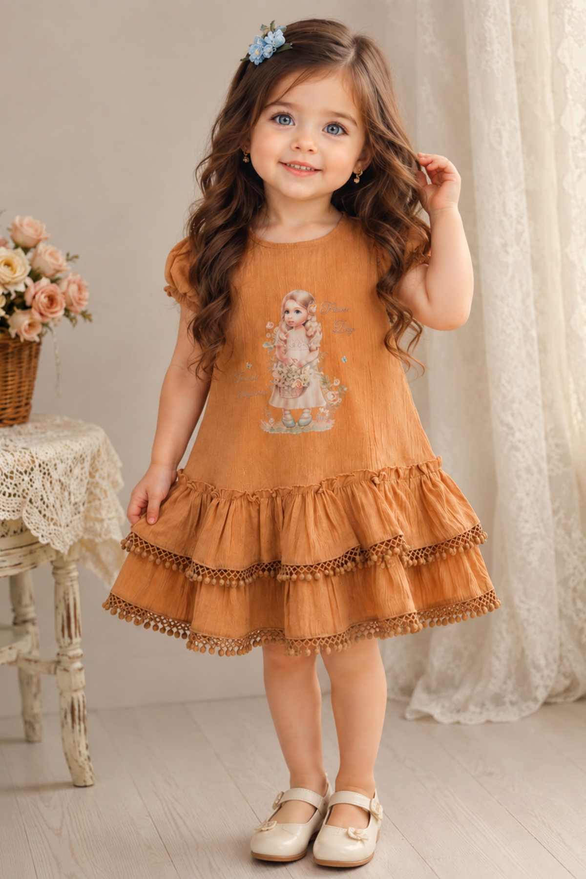 Flowers Day Elbise - Tarçın (1-4yaş)