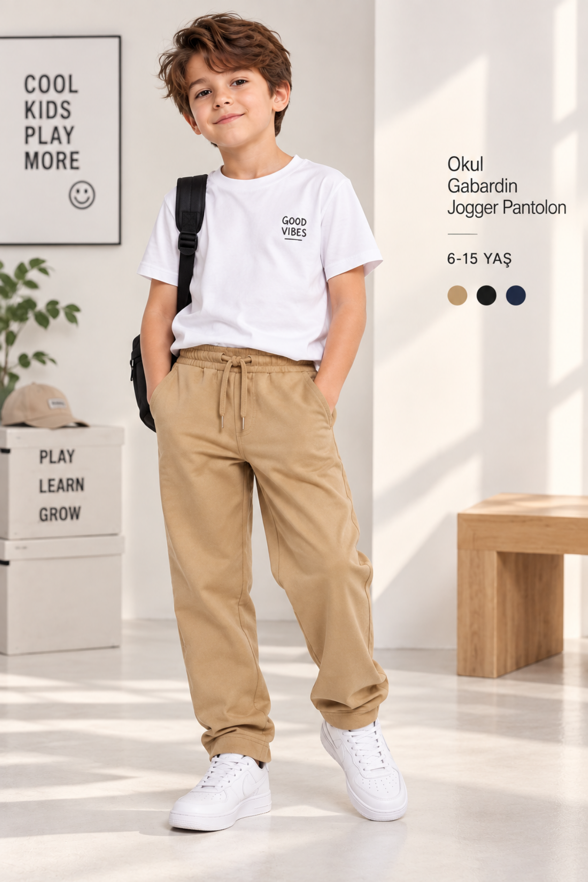 Gabardin Jogger Pantolon-Camel(5-15 yaş aralığı)