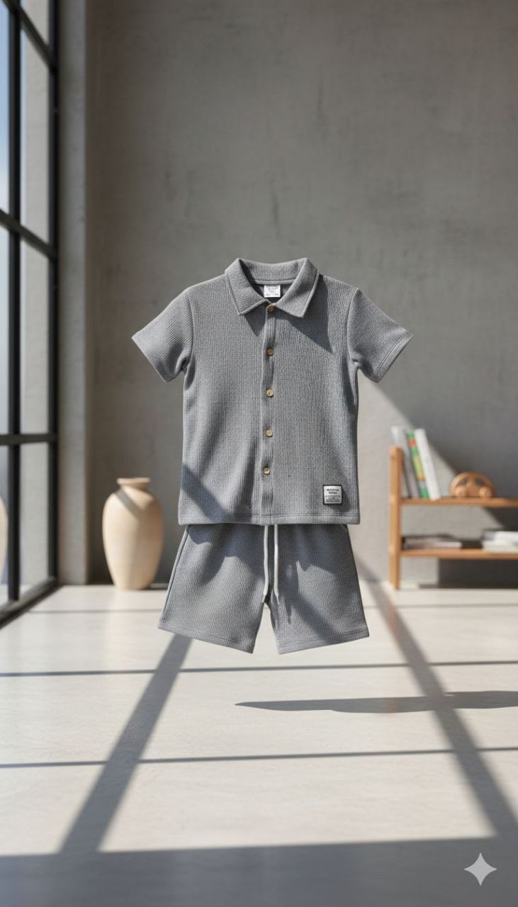 Gömlekli Şortlu Takım - Antrasit (2-10Yaş)
