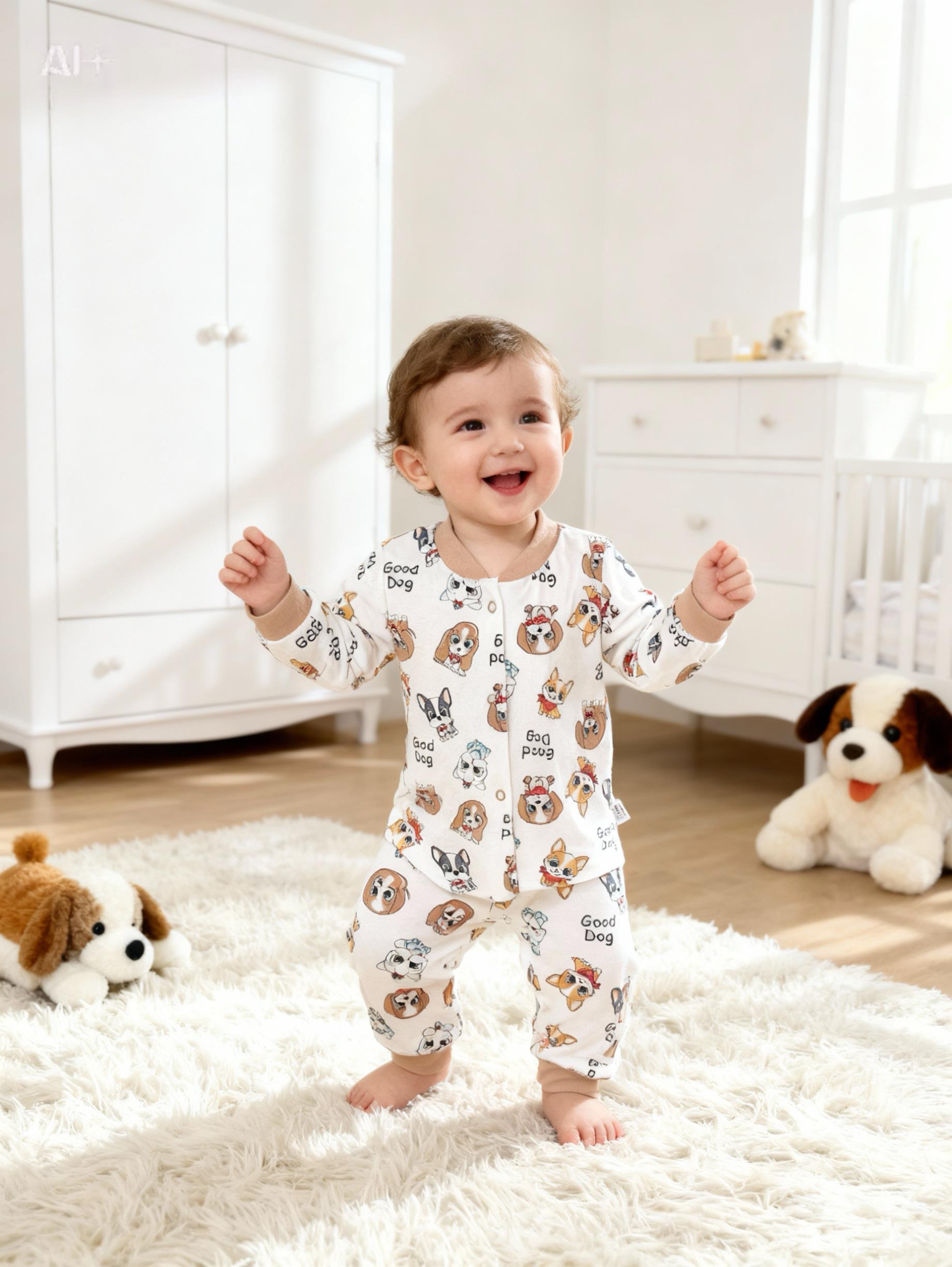 Happy Dog Unisex Bebek Pijama Takım  (6-18 ay aralığı)