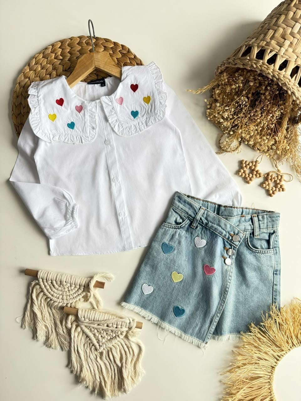 Kalp Detay Şort Etekli Takım(3-10yaş aralığı)