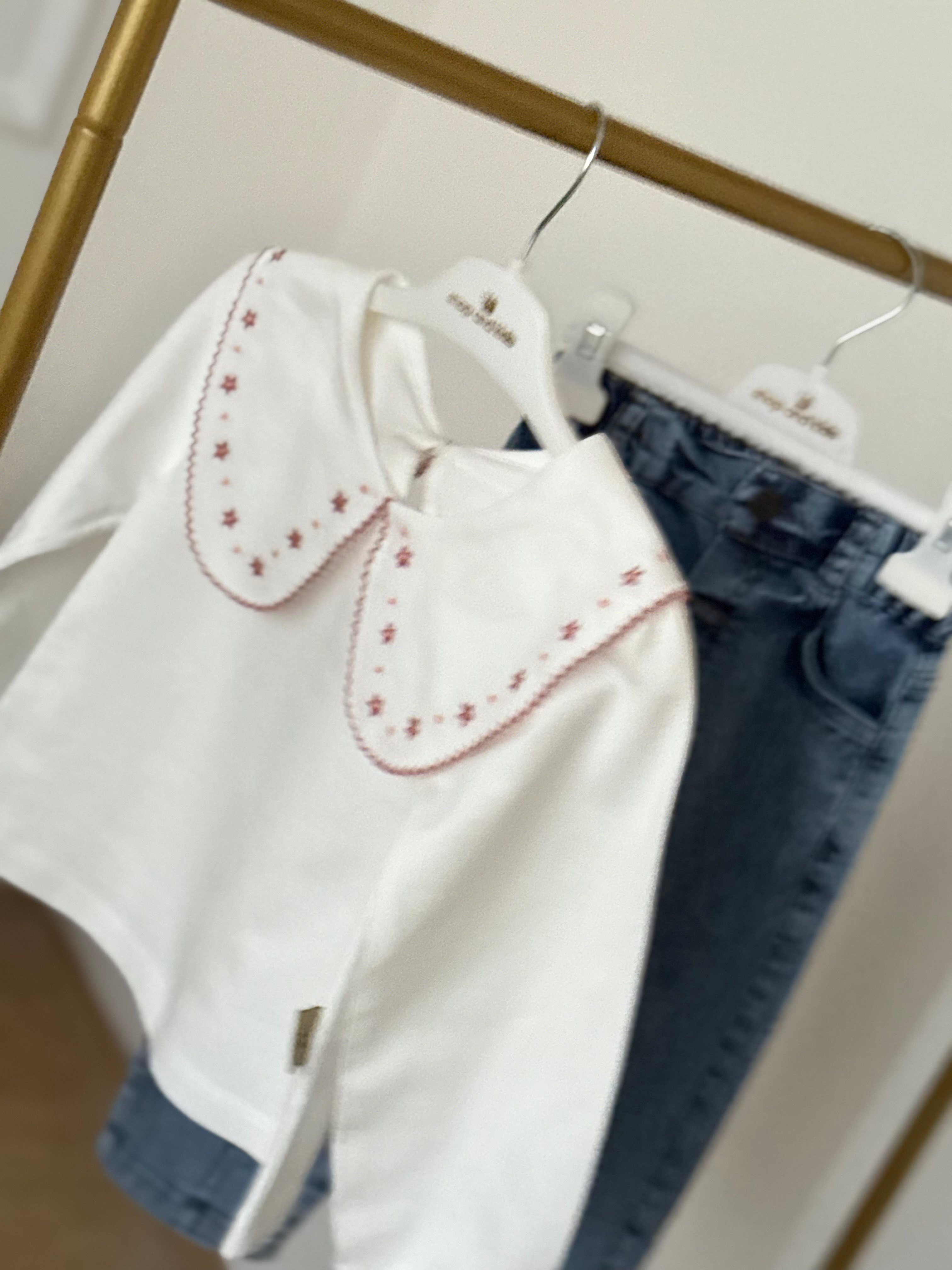 Kanaviçe Kot Pantalonlu Takım -(2-5yaş)