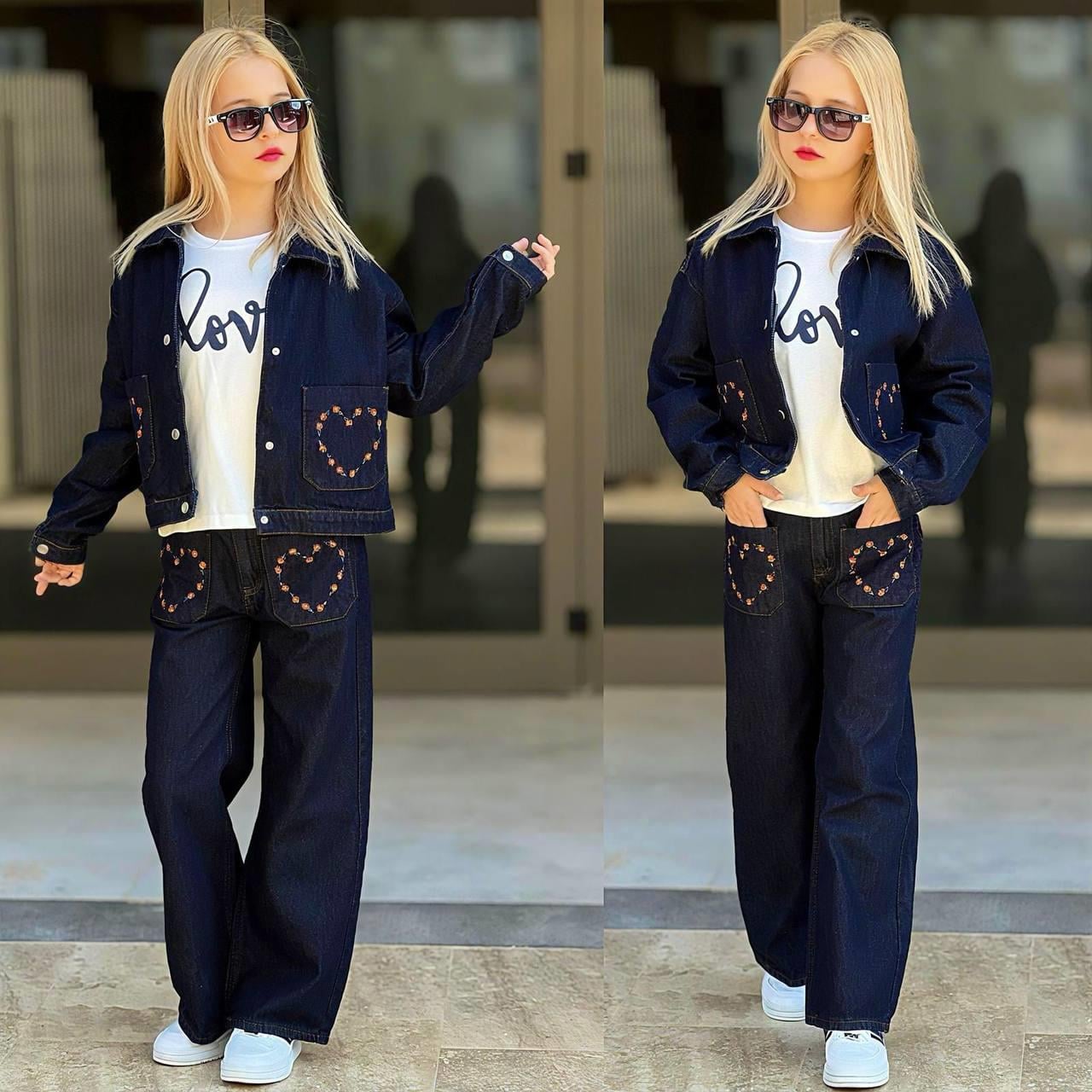 Kaneviçe Jean 3'lü Takım -İndigo(3-10yaş)