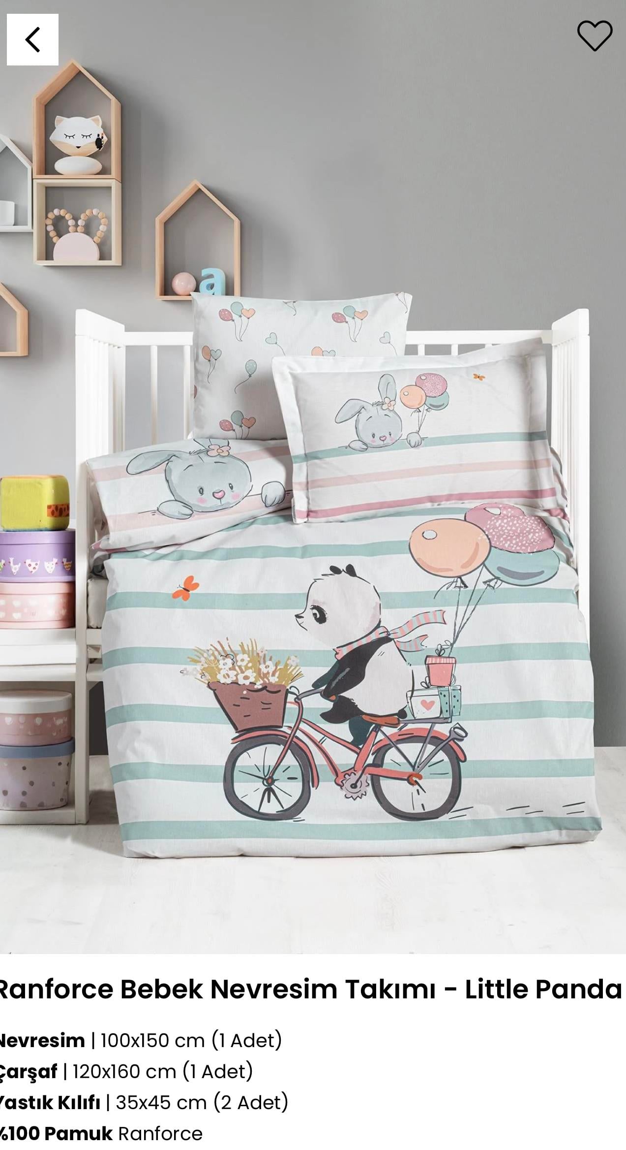 Kanz Little Panda Renforce Bebek Nevresim Takımı 