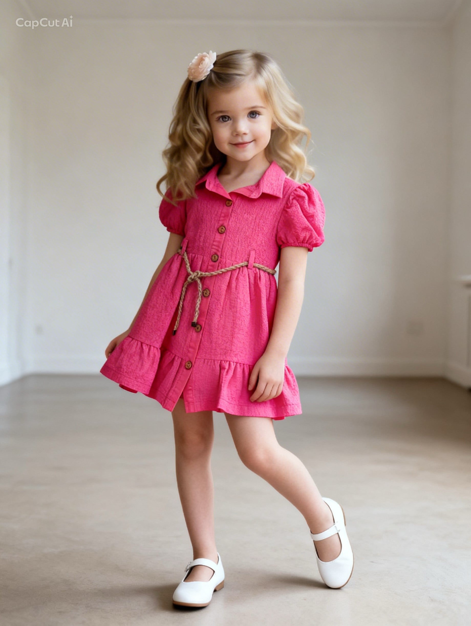 Kemer Detay Elbise - Narçiçeği (2yaş-10yaş)