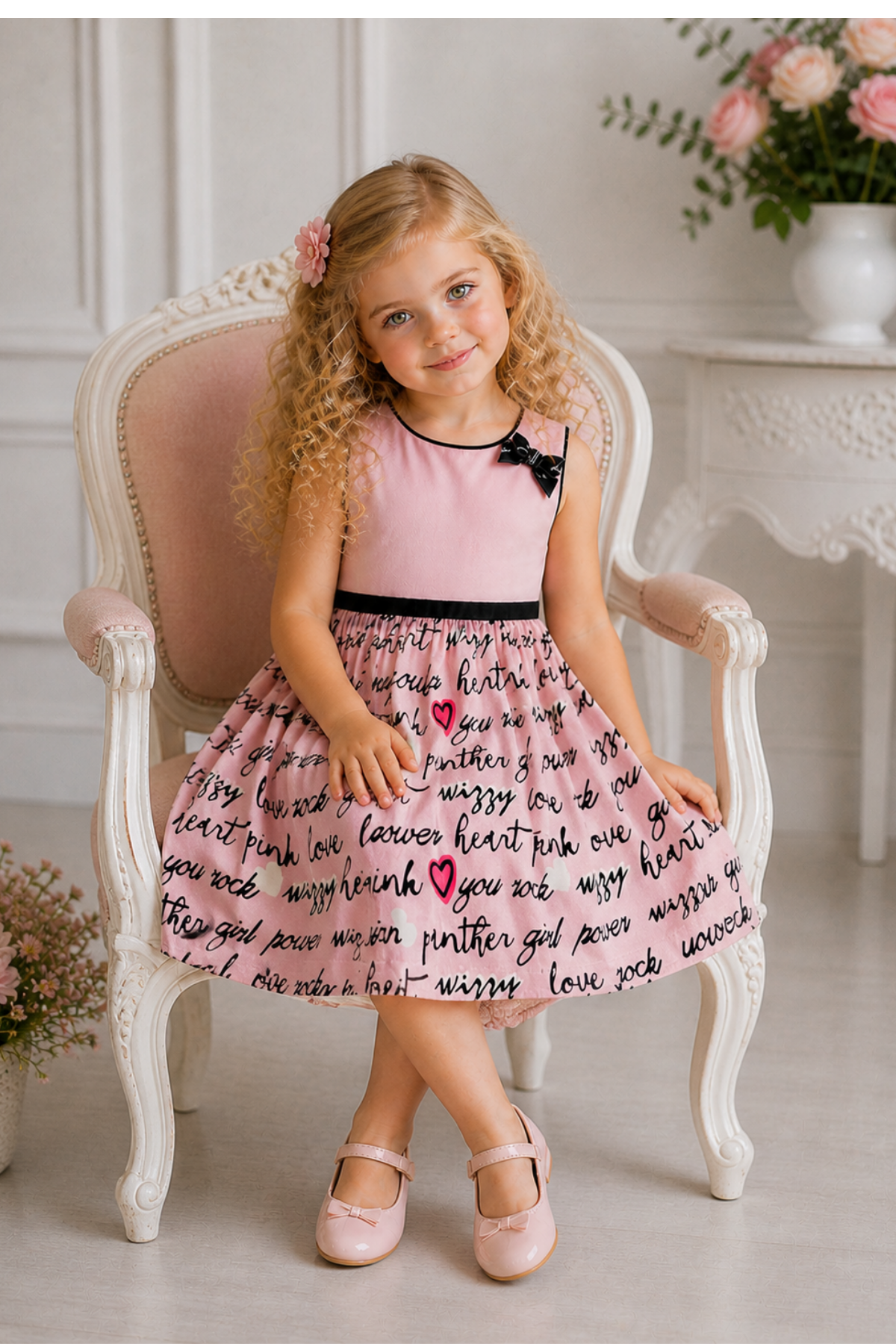 Love Girl Elbise - Pembe (2-5 yaş aralığı)