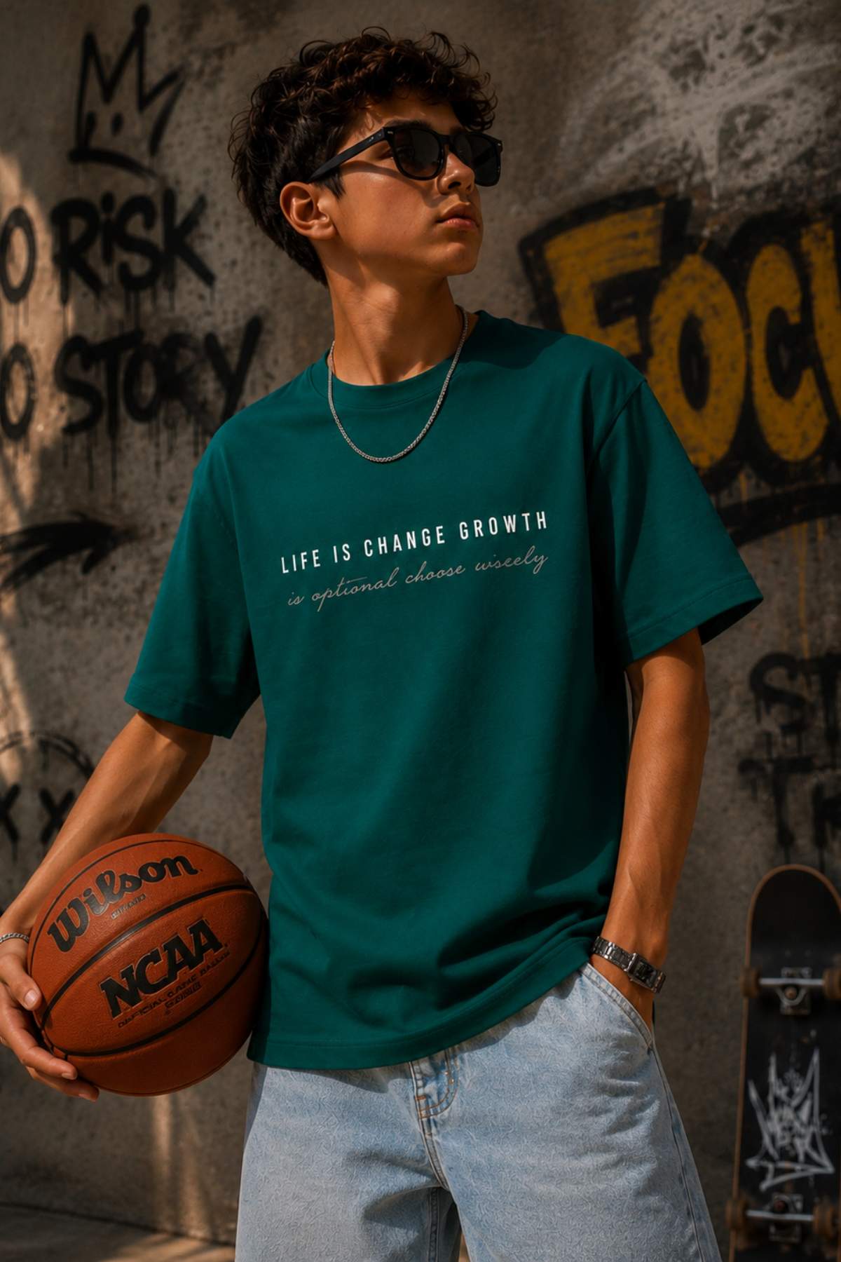 Oversize Focus Tişört- Yeşil (10-14 yaş aralığı)