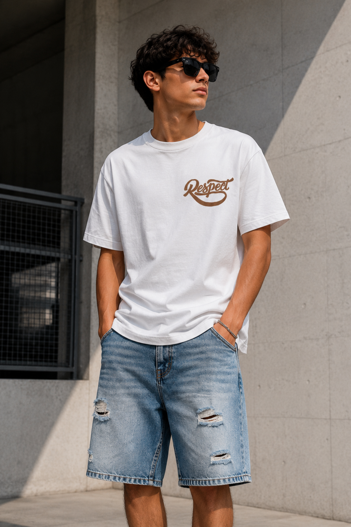 Oversize  Respect Tişört- Beyaz (10-16 yaş aralığı)