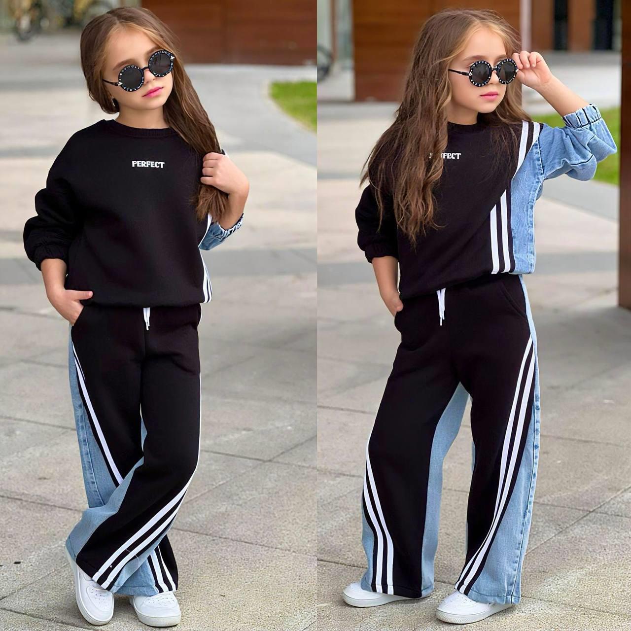 Perfect Jean Şeritli Takım -Siyah(5-14yaş)