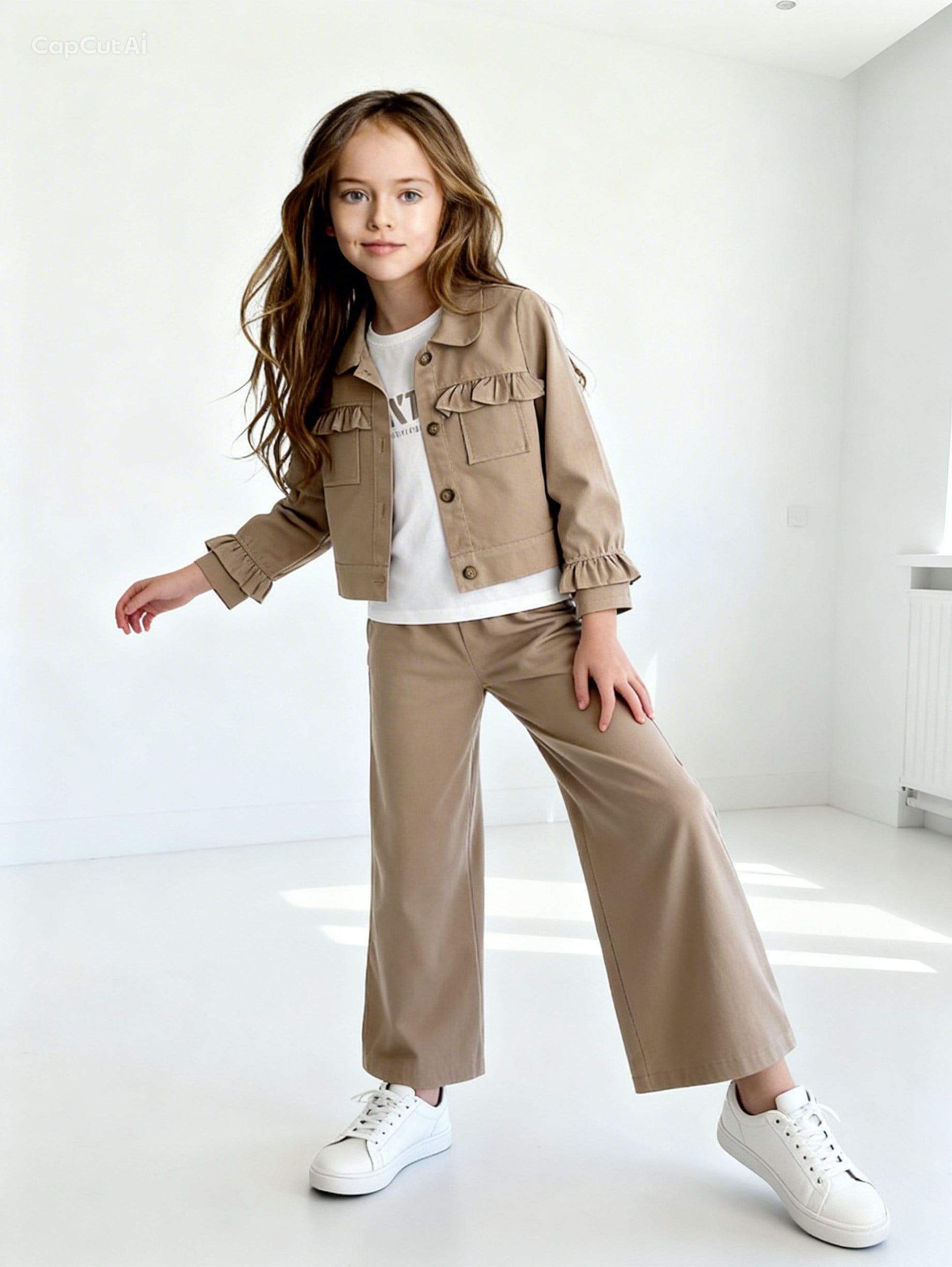 Rosa Gabardin 3'Lü Takım -Bej(10-13 yaş)