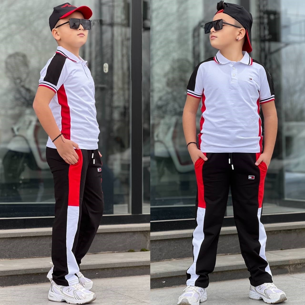 Şaplalı 3 Parça  Takım-Beyaz-Siyah(4-16yaş)