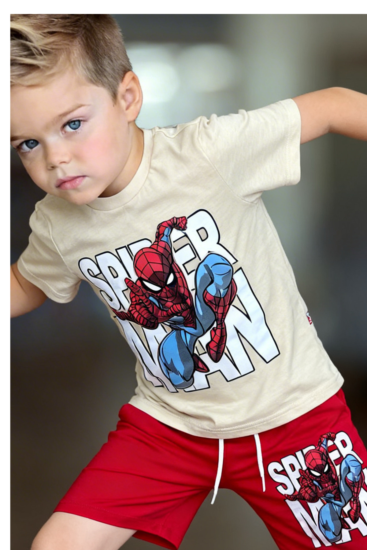 Spiderman 2 li Takım - Bej Kırmızı (2-10Yaş)