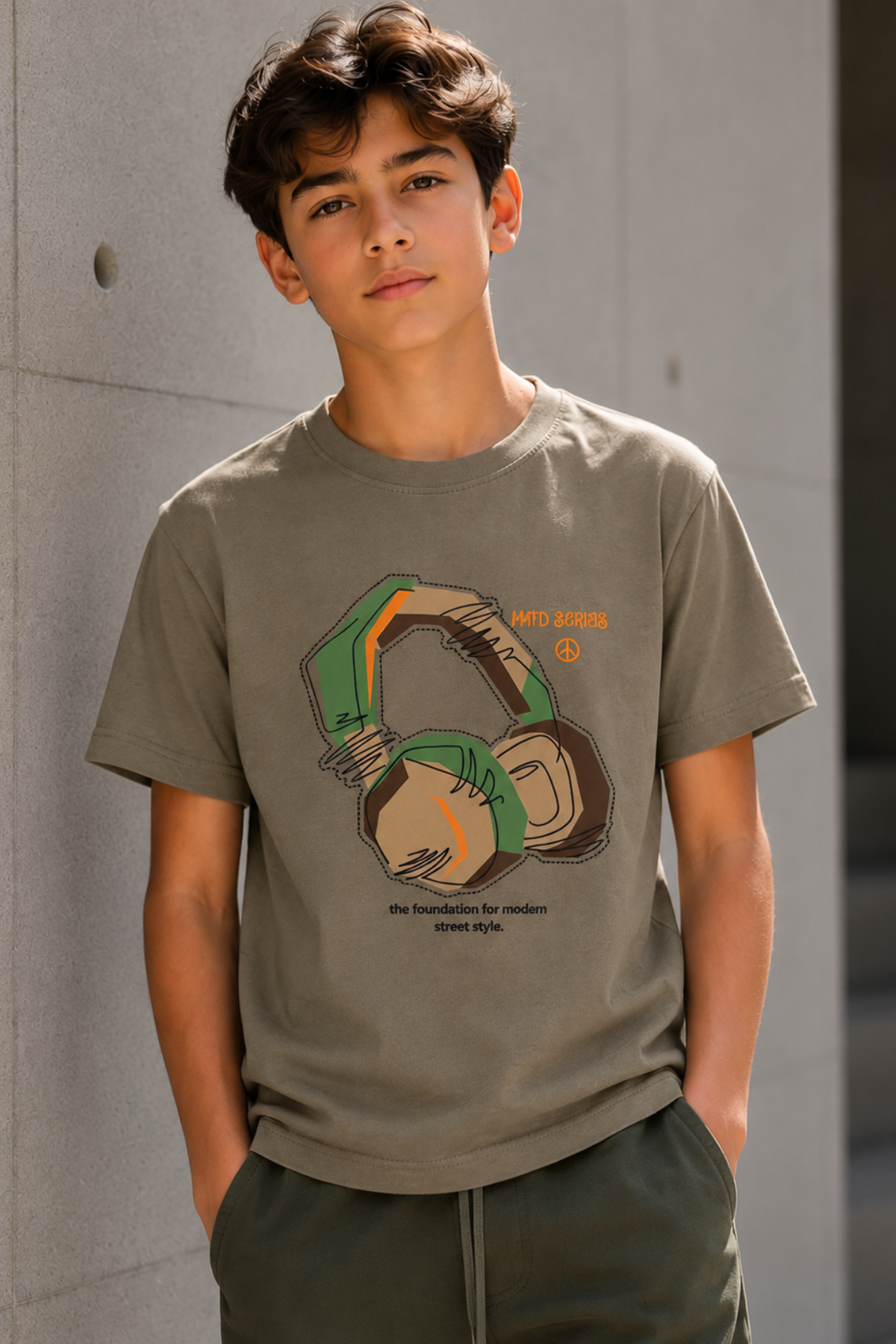 Street Style T-shirt - Haki (9-12 yaş aralığı)