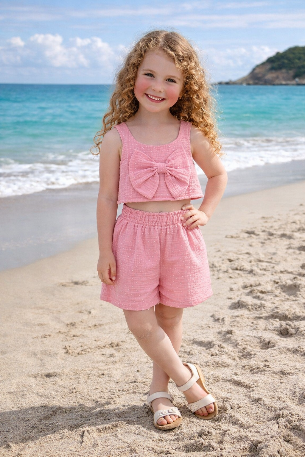 Summer Breeze Müslin Şortlu Takım - Pembe (2-8yaş)