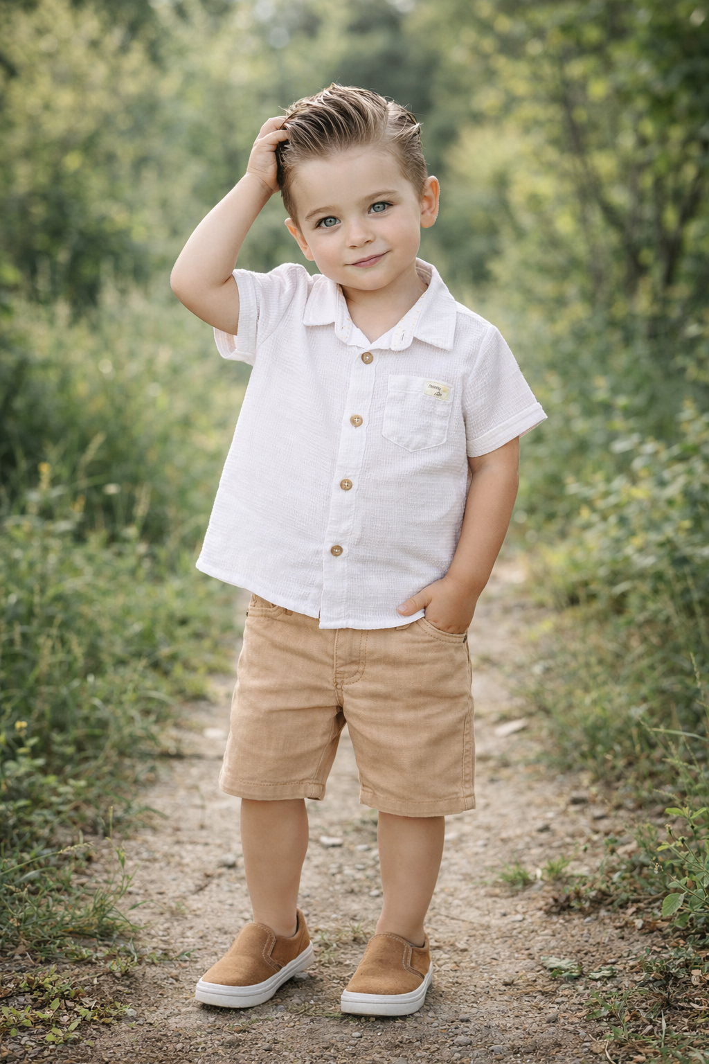 Sunny Cute Gömlek Şort 2 li Takım - Beyaz (1.5-5yaş)