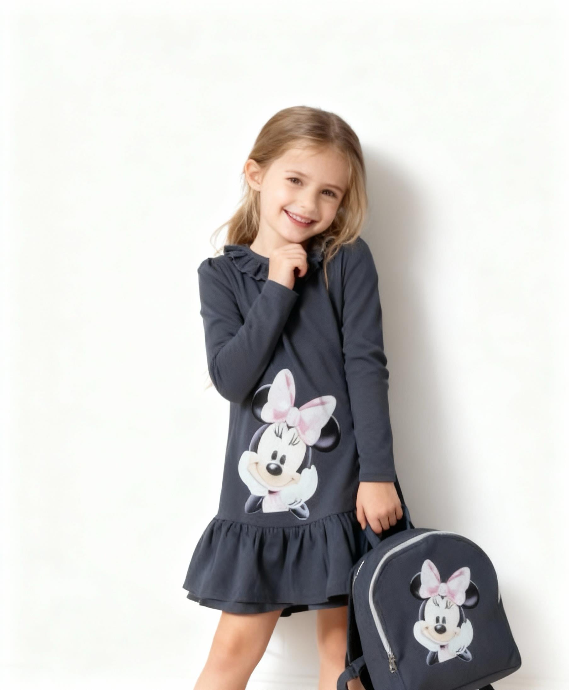 Sweat Mause Çantalı Elbise-İndigo (6yaş-9yaş)