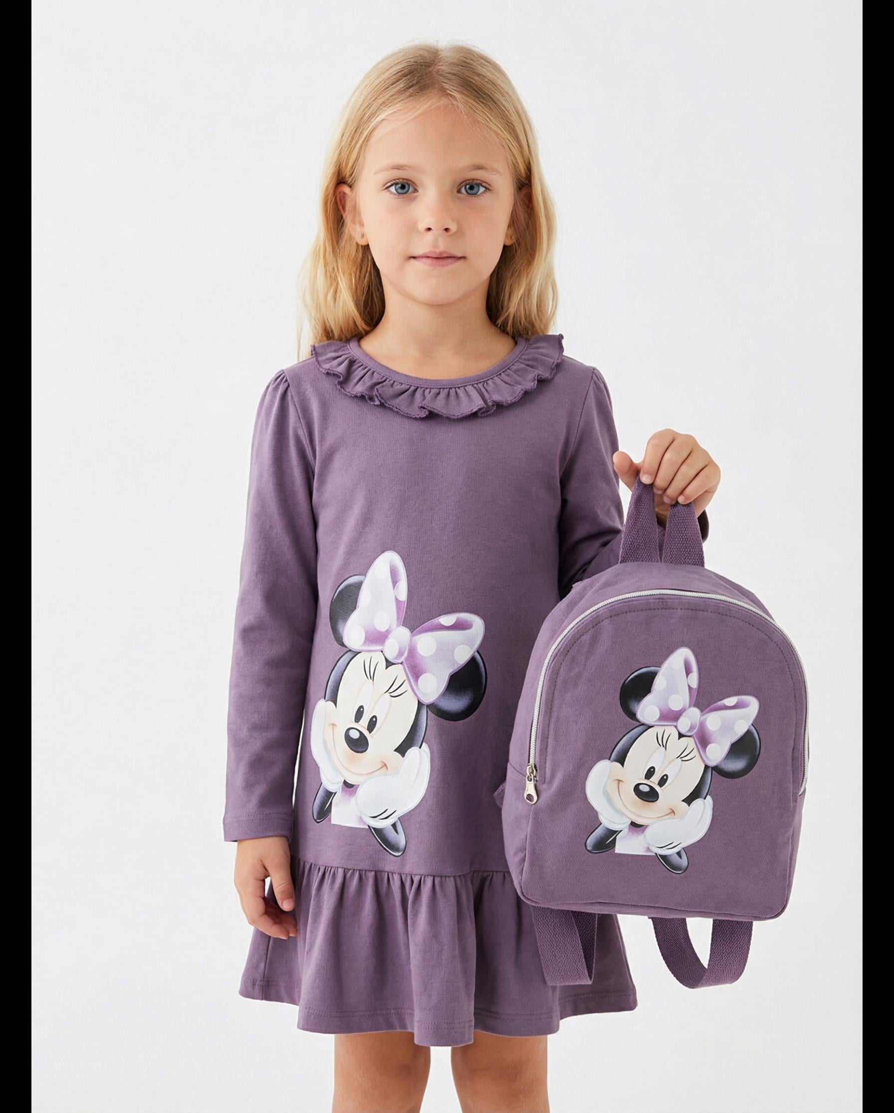 Sweat Mause Çantalı Elbise-Mürdüm (6yaş-9yaş)