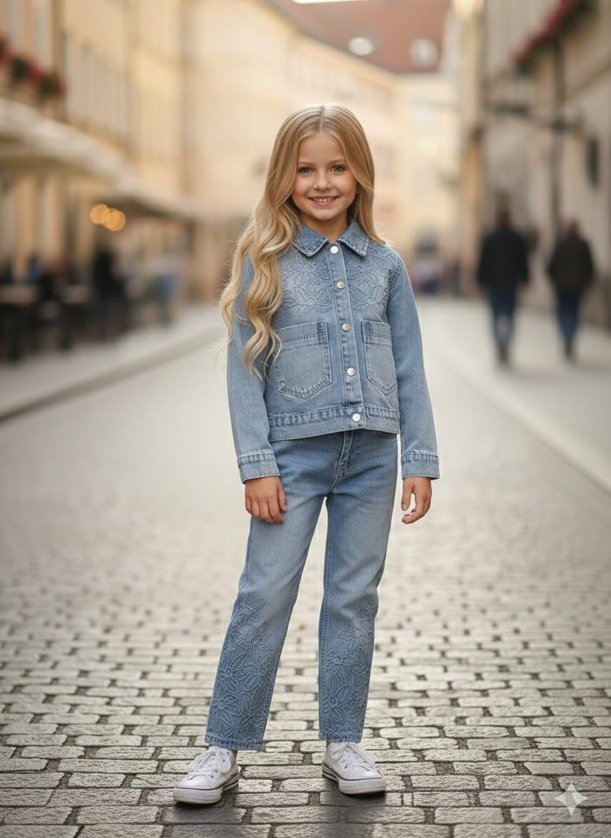 Tasarım Violet Denim Takım -Mavi(4-12 yaş)