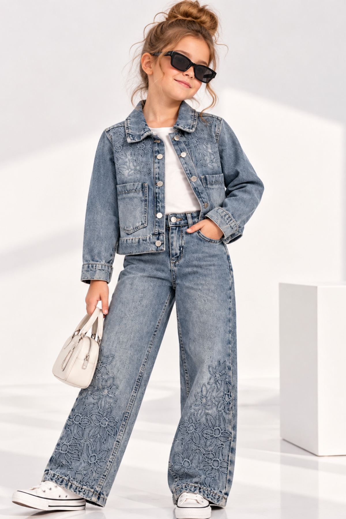 Tasarım Violet Denim Takım -Mavi(4-12 yaş)